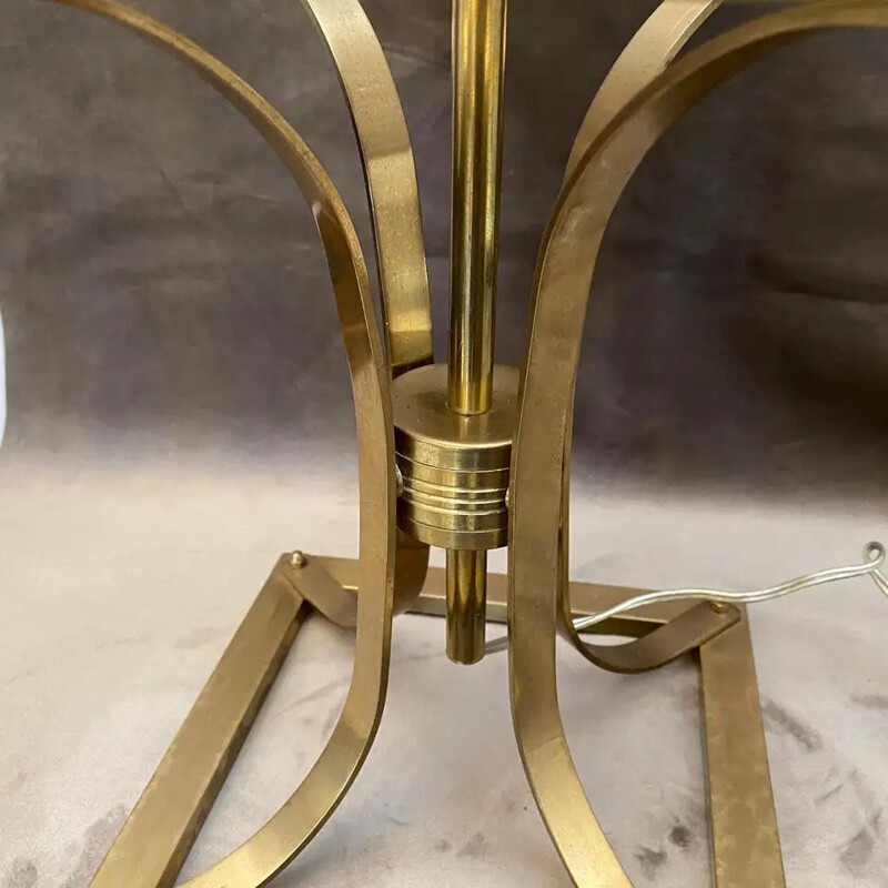 Vintage table lamp in solid brass and glass, Italy 1970