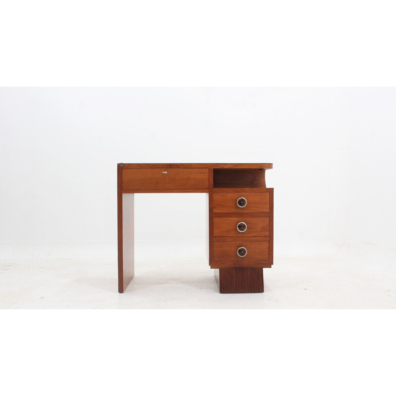 Vintage art deco cherry wood desk, Italian 1930s