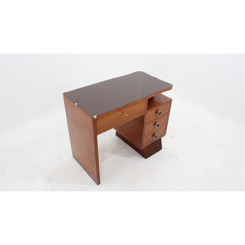 Vintage art deco cherry wood desk, Italian 1930s