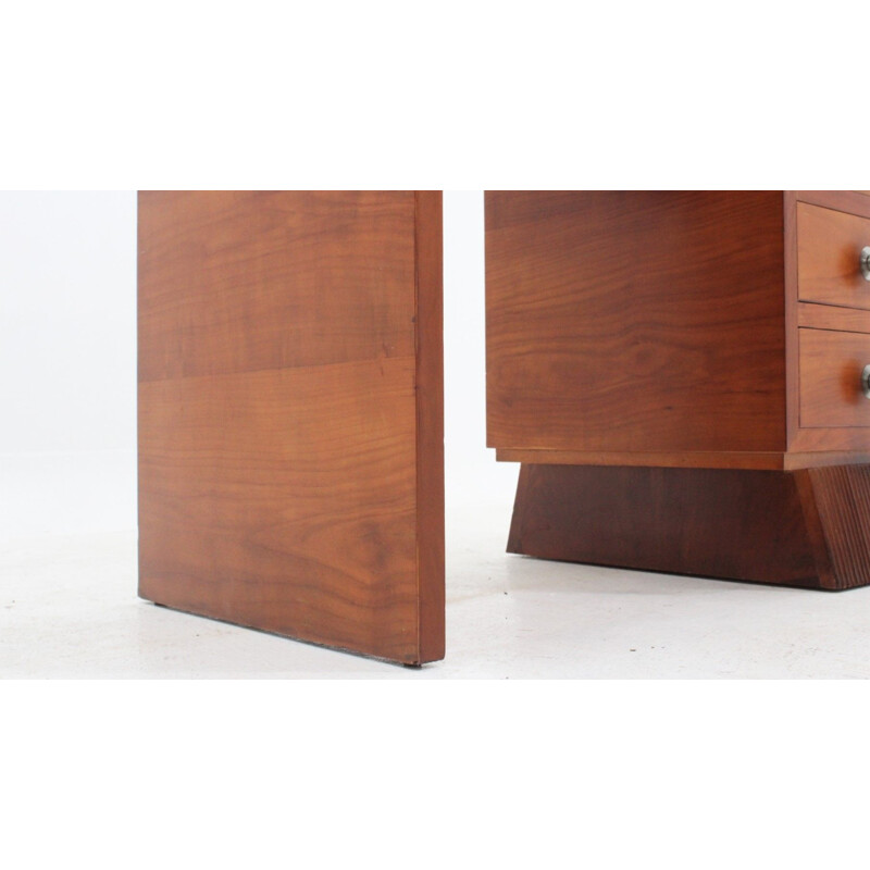 Vintage art deco cherry wood desk, Italian 1930s