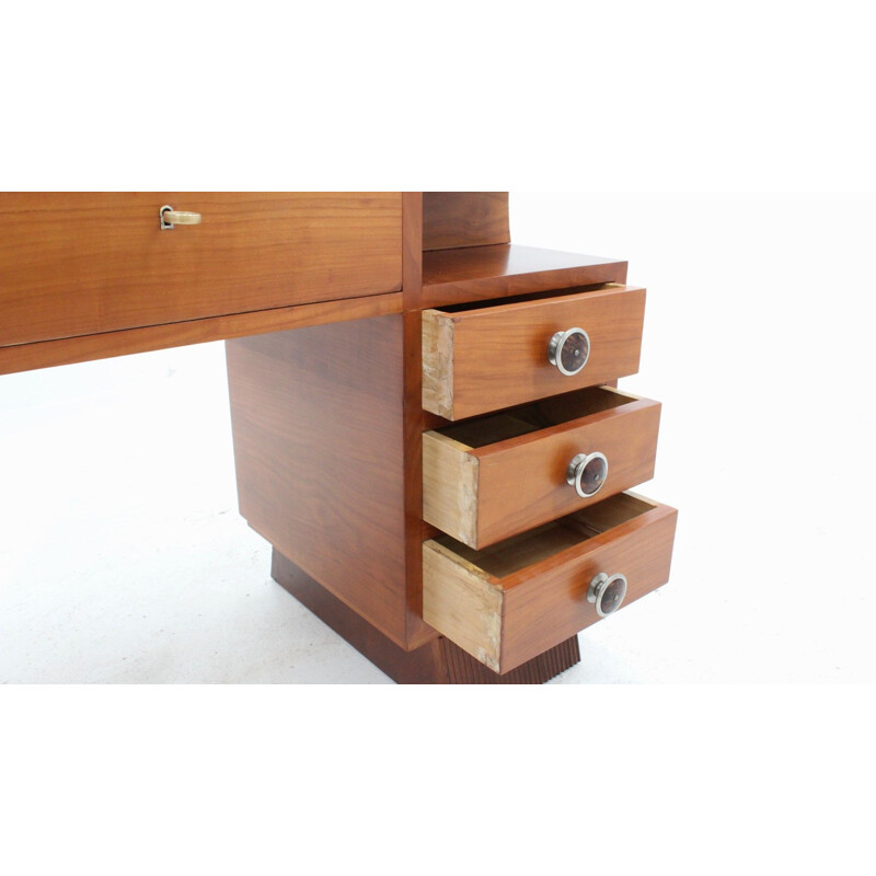 Vintage art deco cherry wood desk, Italian 1930s