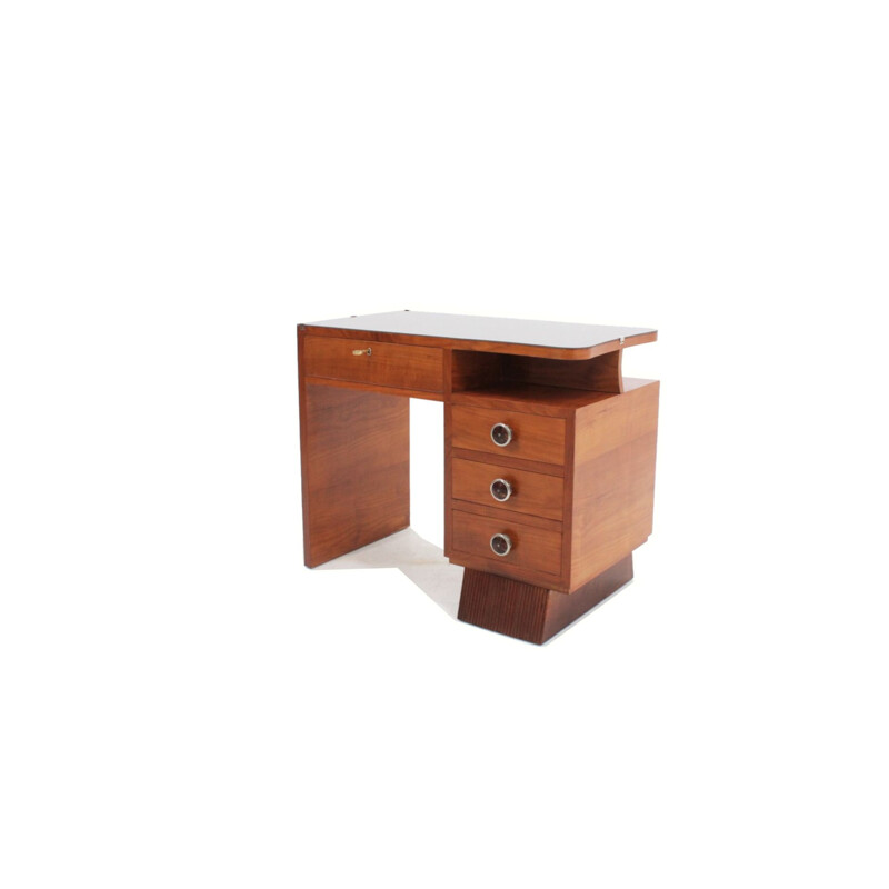 Vintage art deco cherry wood desk, Italian 1930s