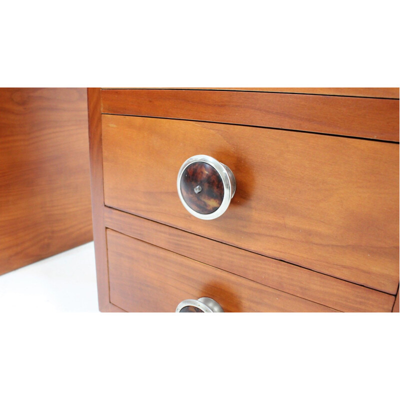 Vintage art deco cherry wood desk, Italian 1930s