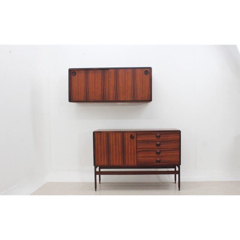 Vintage modular rosewood highboard by Mobili Besana 1960