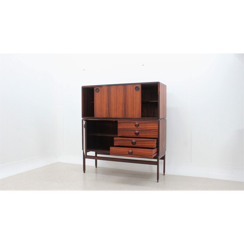 Vintage modular rosewood highboard by Mobili Besana 1960