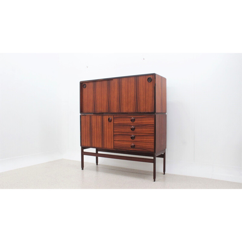 Vintage modular rosewood highboard by Mobili Besana 1960