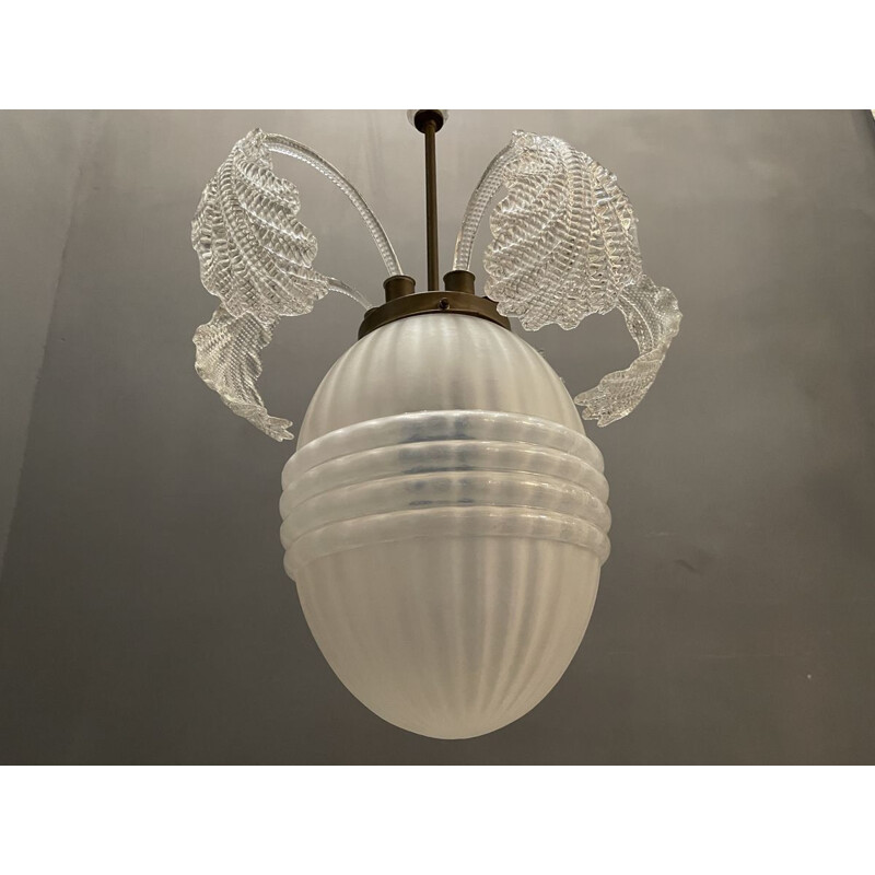 Vintage Art Deco Murano glass pendant lamp by Ercole Barovier
