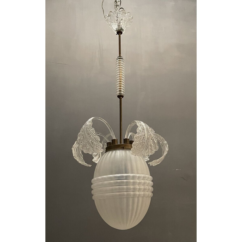 Vintage Art Deco Murano glass pendant lamp by Ercole Barovier