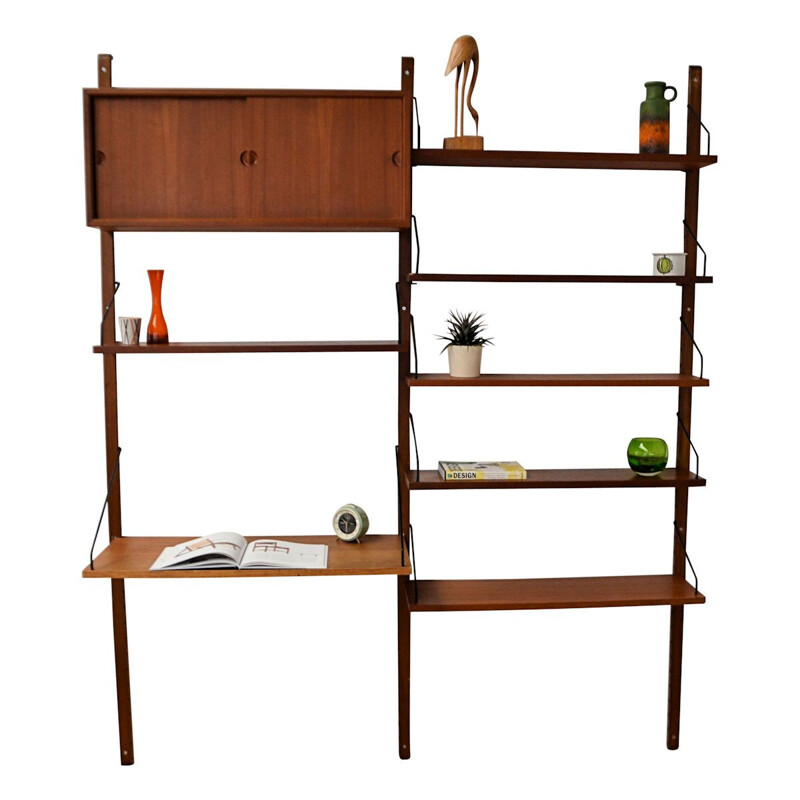 Vintage teak moludar wall-unit Poul Cadovius Danish