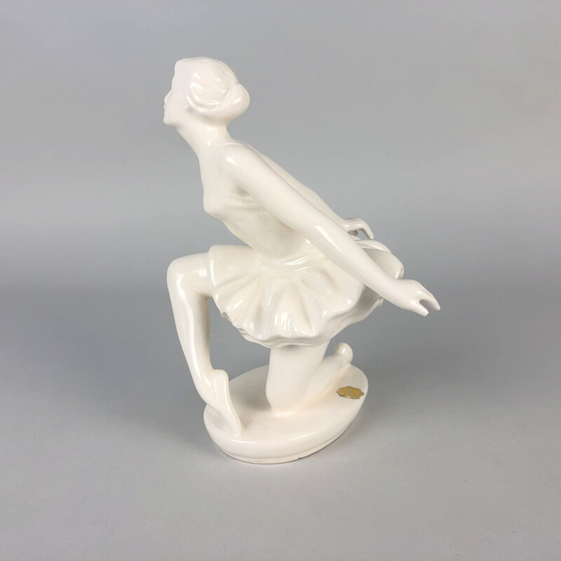 Vintage geglazuurde keramische sculptuur van een Jihokera ballerina, Tsjechoslowakije 1960