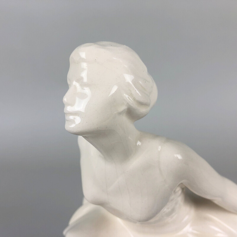 Vintage glazed ceramic sculpture of a Jihokera ballerina, Czechoslovakia 1960