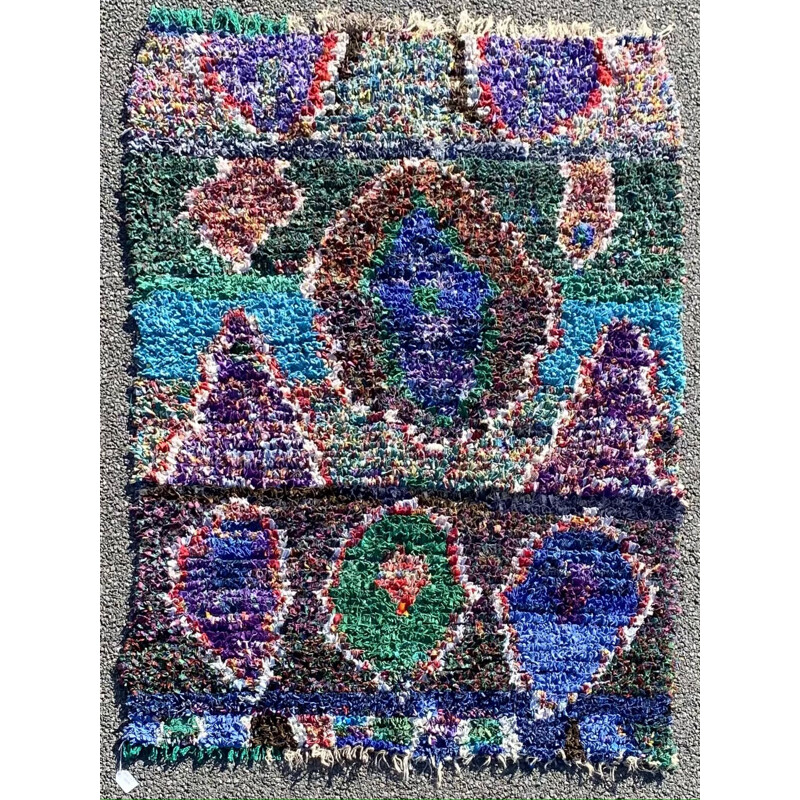 Vintage berber butcherouite carpet, Morocco 1980s