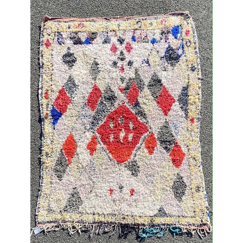 Vintage carpet Berber Boucherouite, Morocco 1990s