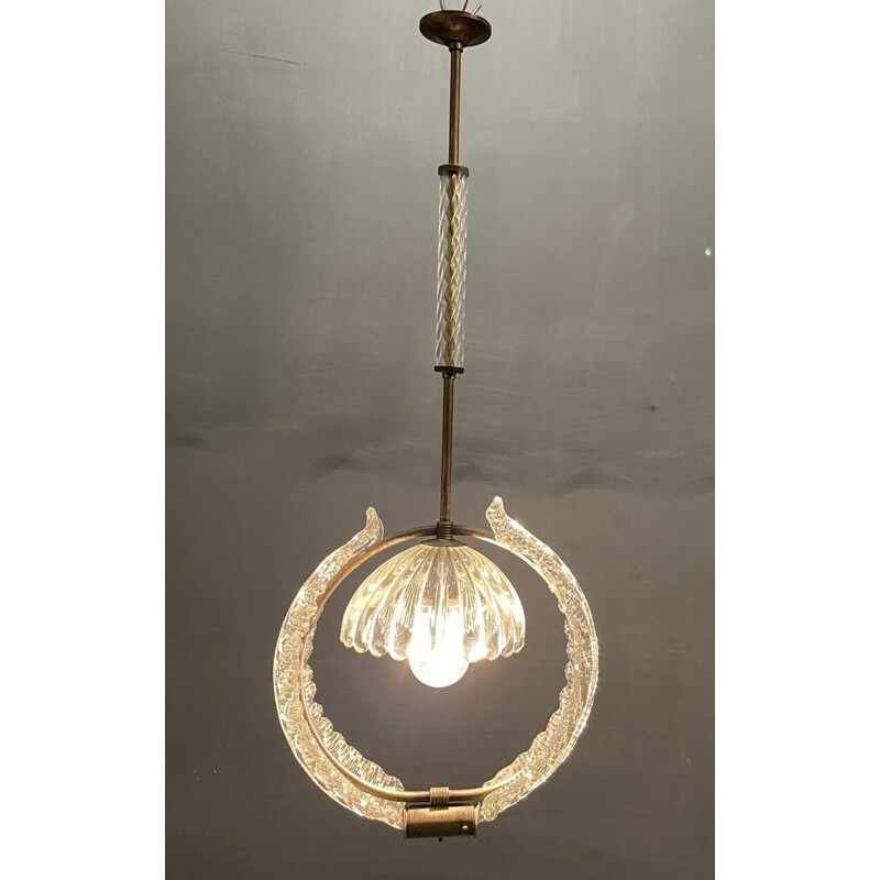 Lámpara de suspensión Vintage Murano Art Deco de Ercole Barovier 1940