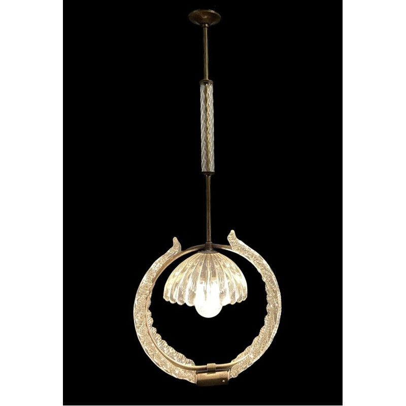 Candeeiro suspenso Vintage Murano Art Deco de Ercole Barovier 1940