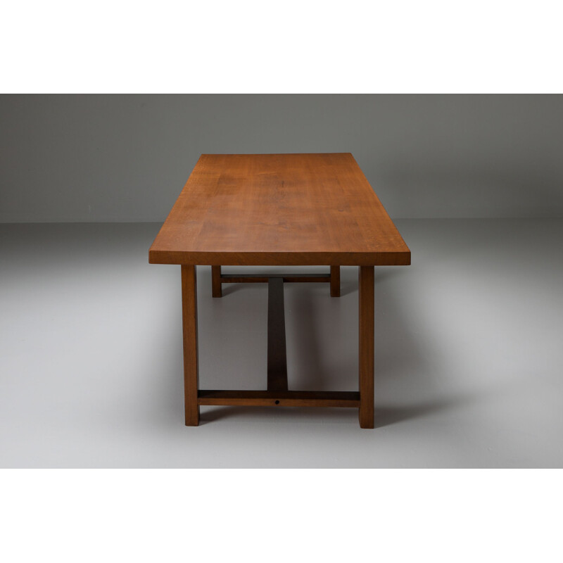 Vintage T01D Dining Table in Solid Elm by Pierre Chapo 1960s