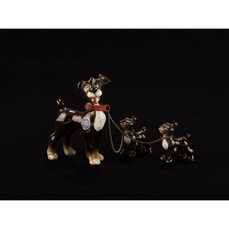 Vintage Tramp with two puppies by Goebel for Walt Disney 1950s