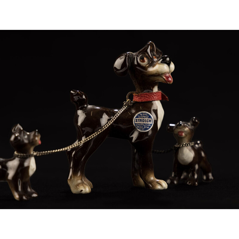 Vintage Tramp with two puppies by Goebel for Walt Disney 1950s