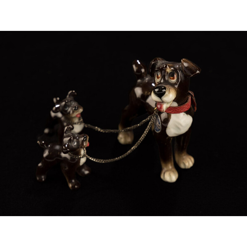 Vintage Tramp with two puppies by Goebel for Walt Disney 1950s