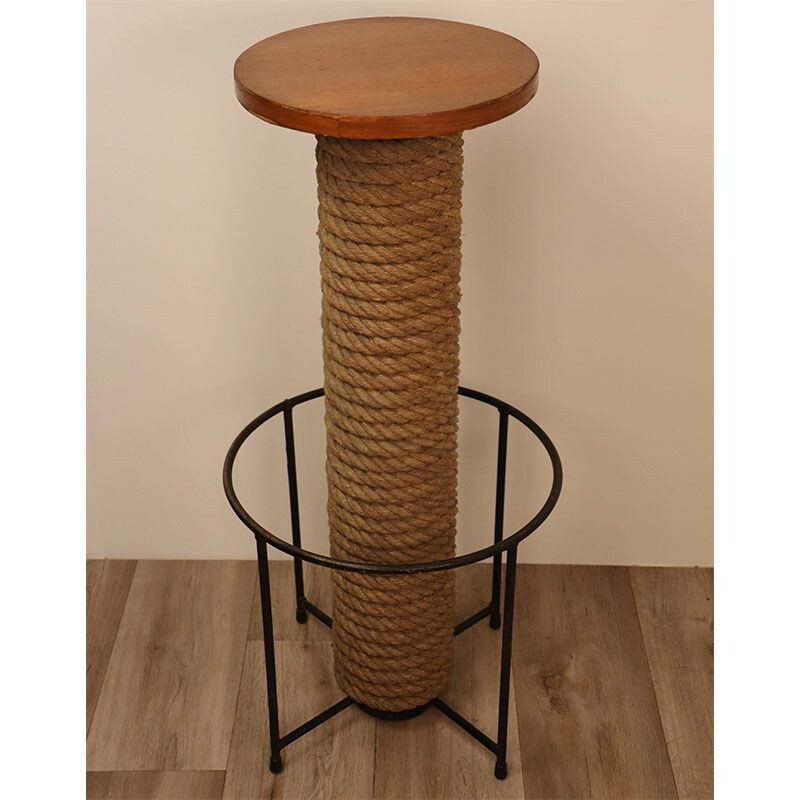 Vintage high stool in braided rope and metal, 1960s