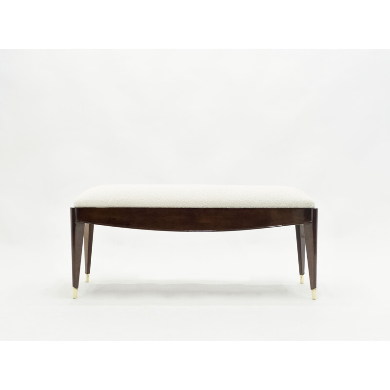 Vintage Art Deco curly walnut bench by Maison Dominique 1940s