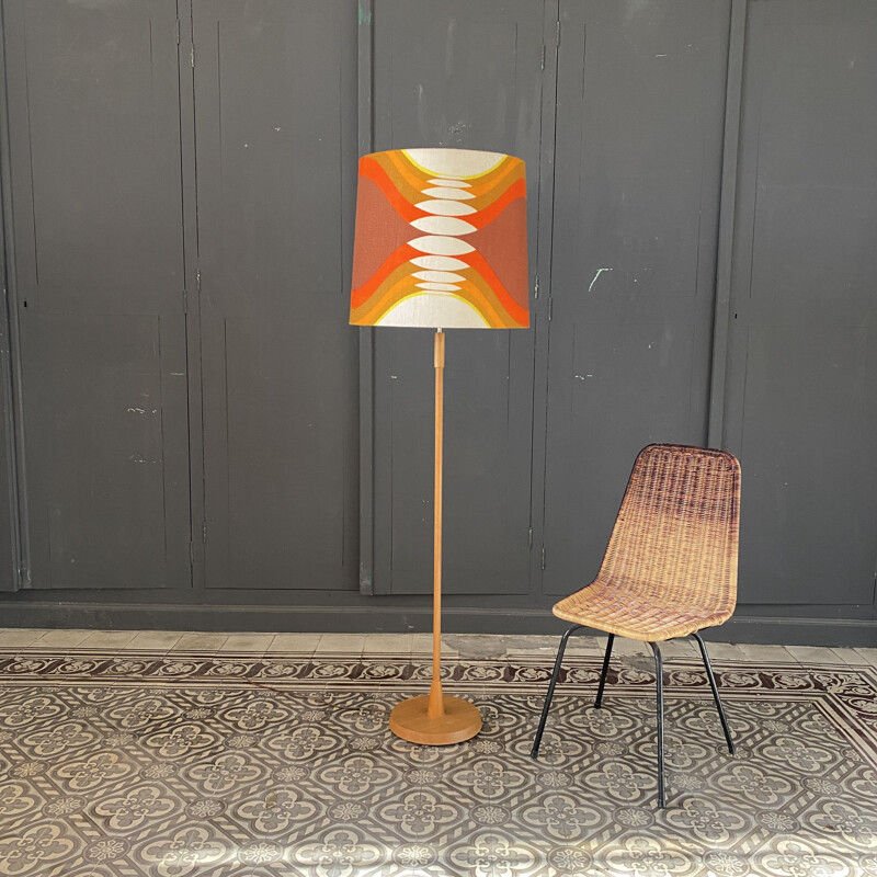 Vintage floor lamp with lampshade, Scandinavian 1960s