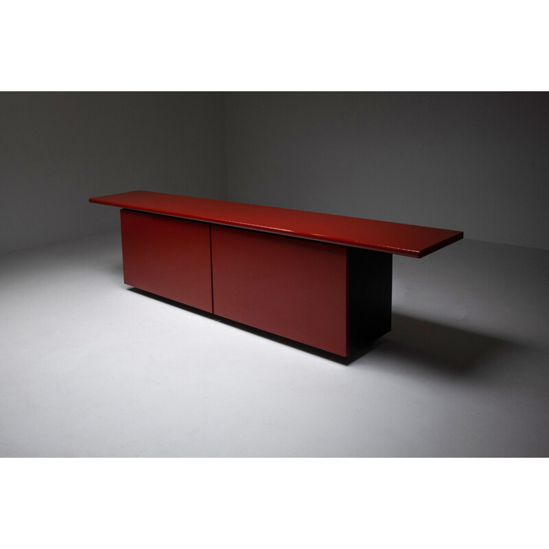 Vintage red lacquered sideboard by Giotto Stoppino for Acerbis, 1977