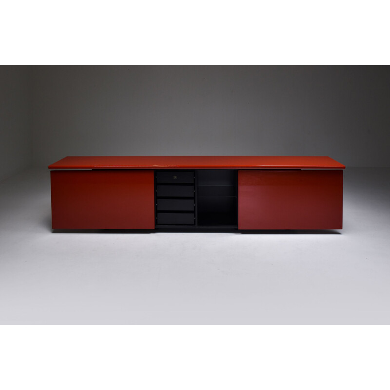 Vintage red lacquered sideboard by Giotto Stoppino for Acerbis, 1977