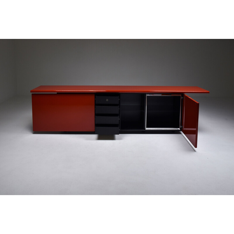 Vintage red lacquered sideboard by Giotto Stoppino for Acerbis, 1977