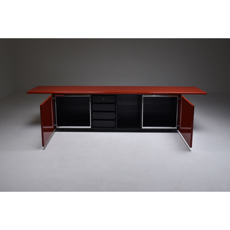 Credenza vintage laccata rossa di Giotto Stoppino per Acerbis, 1977