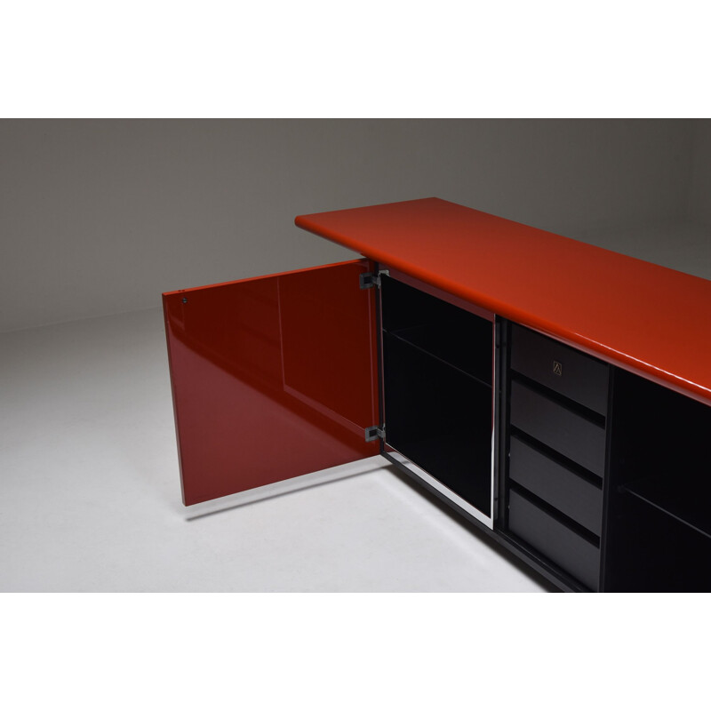 Vintage red lacquered sideboard by Giotto Stoppino for Acerbis, 1977