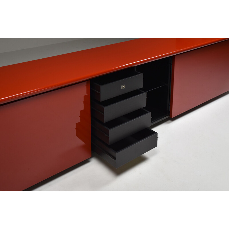 Vintage red lacquered sideboard by Giotto Stoppino for Acerbis, 1977