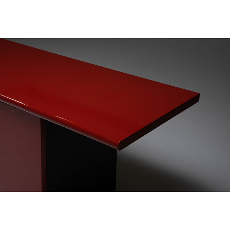 Credenza vintage laccata rossa di Giotto Stoppino per Acerbis, 1977