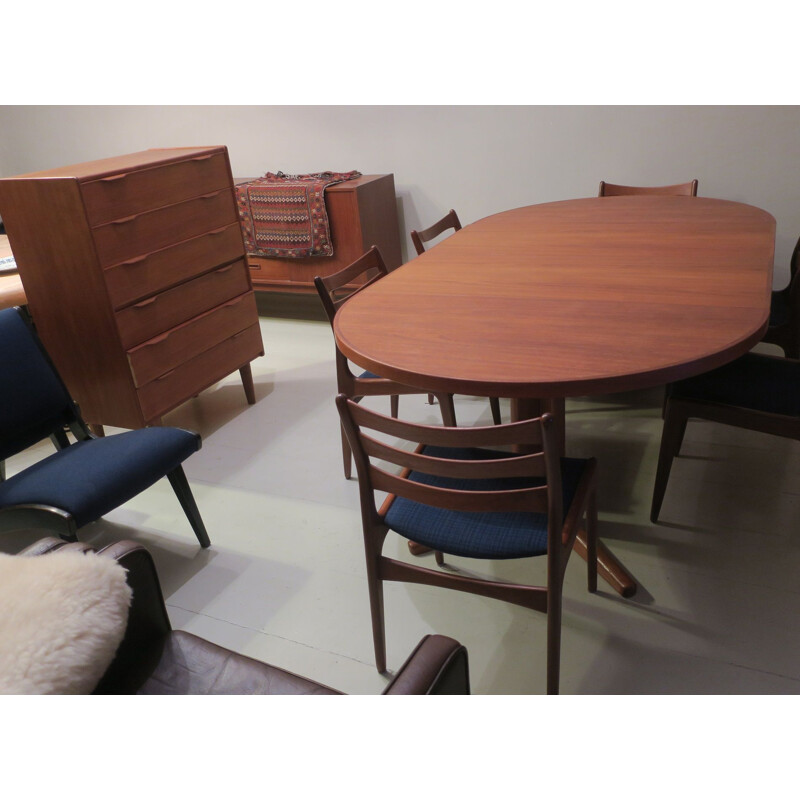Vintage Teak Circular Extendable Dining Table,  Vejle Mobelfabrik  Denmark 1960s