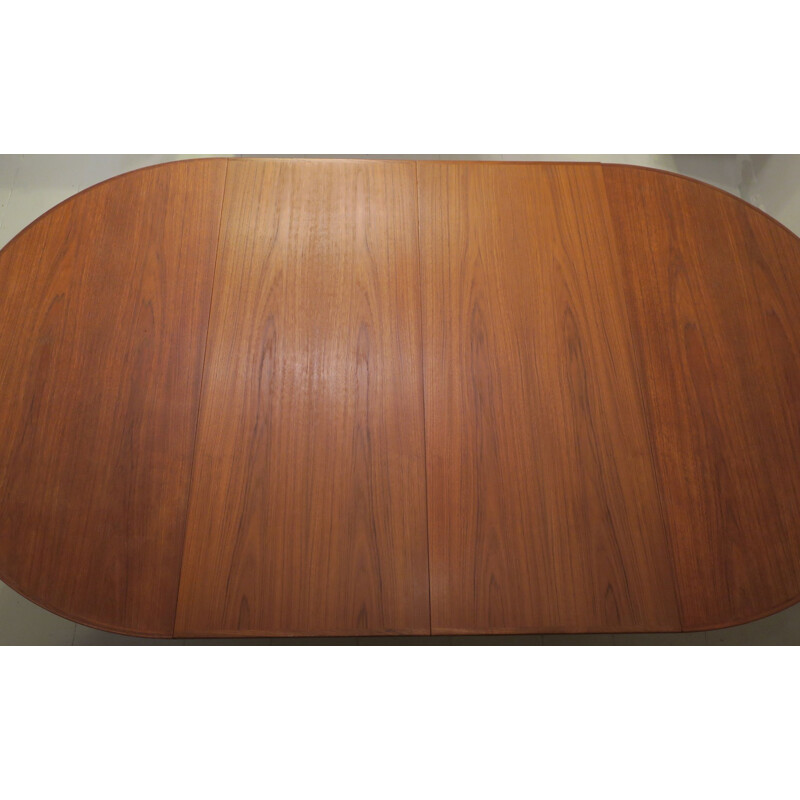 Vintage Teak Circular Extendable Dining Table,  Vejle Mobelfabrik  Denmark 1960s