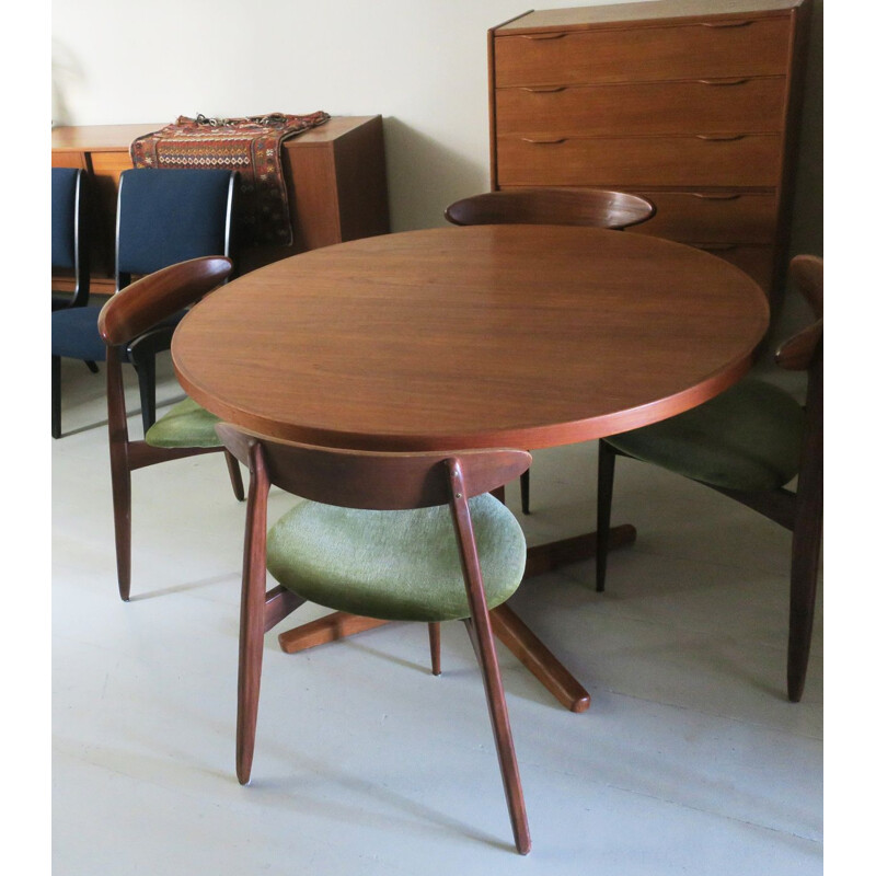 Vintage Teak Circular Extendable Dining Table,  Vejle Mobelfabrik  Denmark 1960s