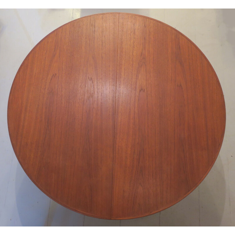 Vintage Teak Circular Extendable Dining Table,  Vejle Mobelfabrik  Denmark 1960s