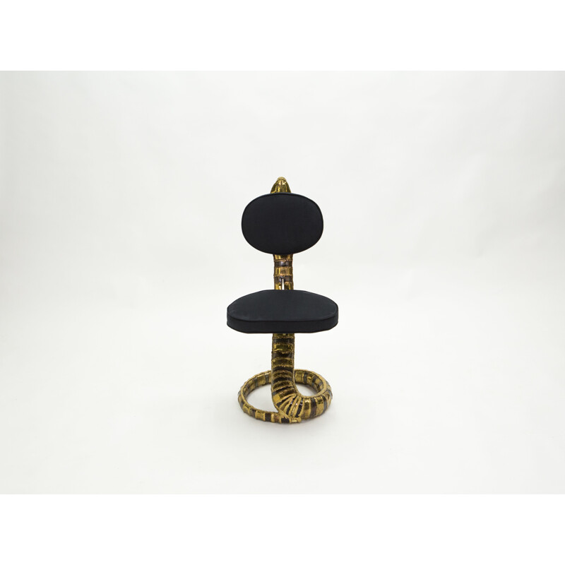 Vintage Stuhl Sculpture Cobra Messing Alcantara von Isabelle Faure 1970