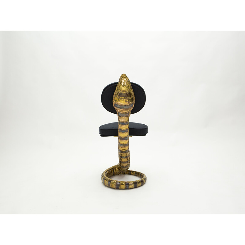 Cadeira Vintage cadeira Sculpture Cobra brass alcantara por Isabelle Faure 1970