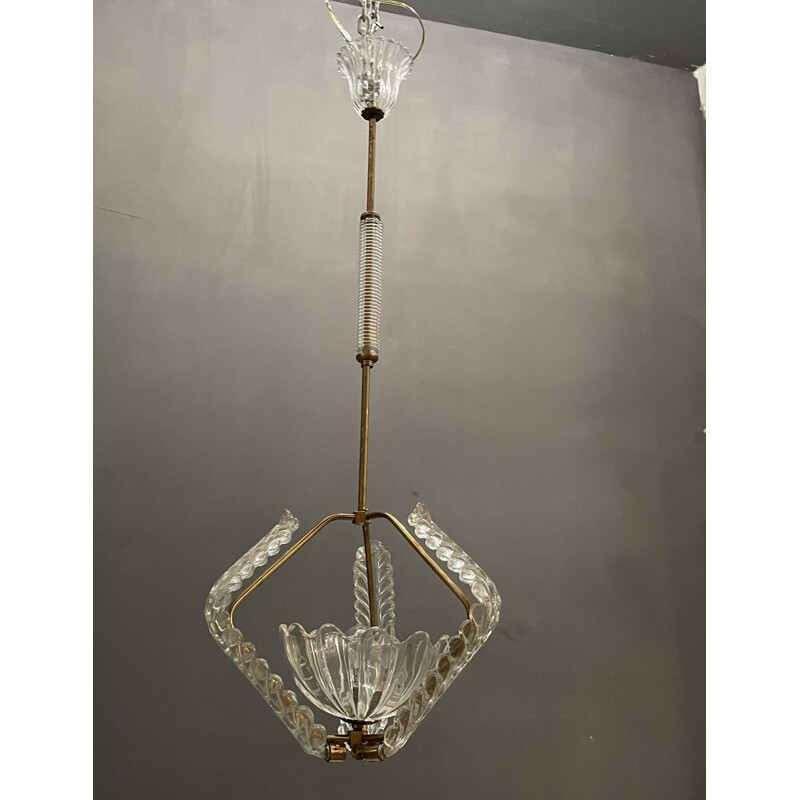 Vintage Art Deco Murano Glass Light Pendant by Ercole Barovier