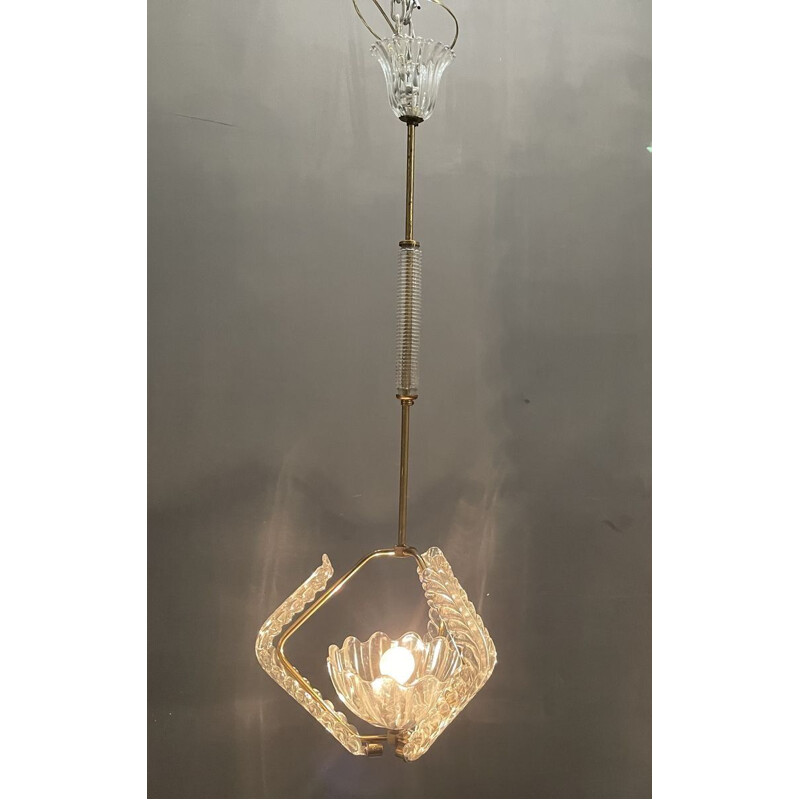 Vintage Art Deco Murano Glass Light Pendant by Ercole Barovier
