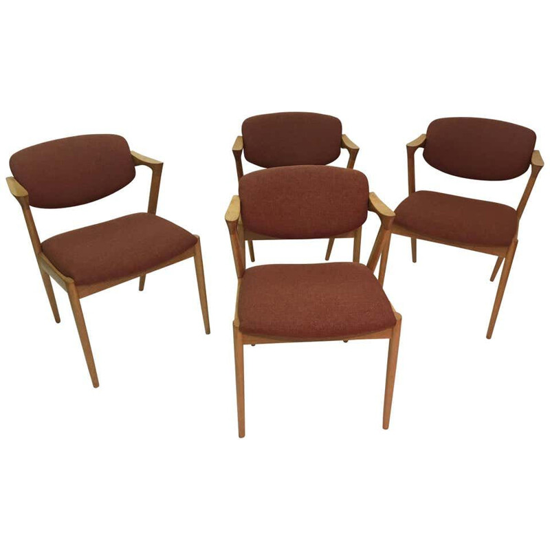 Lot de 4 chaises vintage Kai Kristiansen en chêne, Danemark 1956