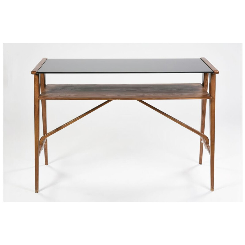 Vintage walnut console, Italian 1950s