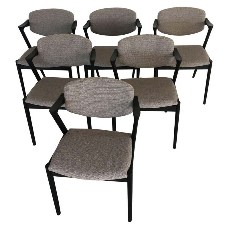 Set of 6 vintage Ebonized Dining Chairs by Kai Kristiansen