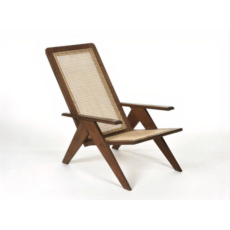Vintage mahogany and wickerwork armchair 1950s