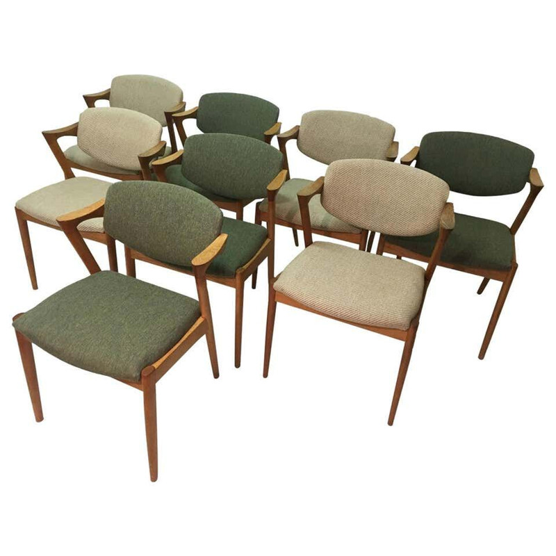Lot de 8 chaises vintage en chêne par Kai Kristiansen 1956