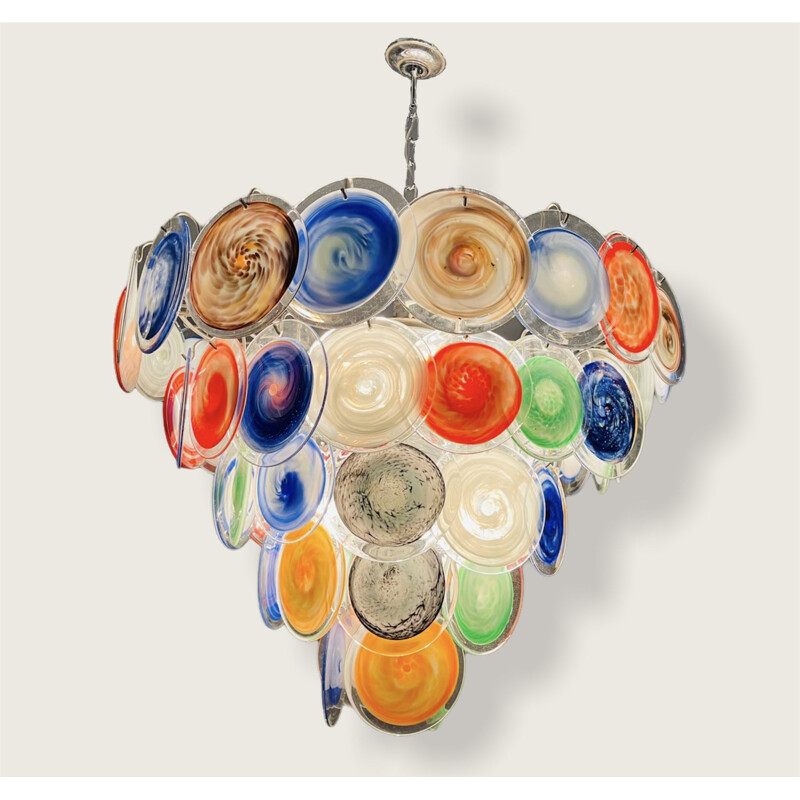 Vintage Murano Glass Disc Chandelier by Gino Vistosi for Murano 1970s