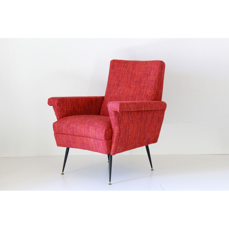 Pair of vintage red armchairs 1950s