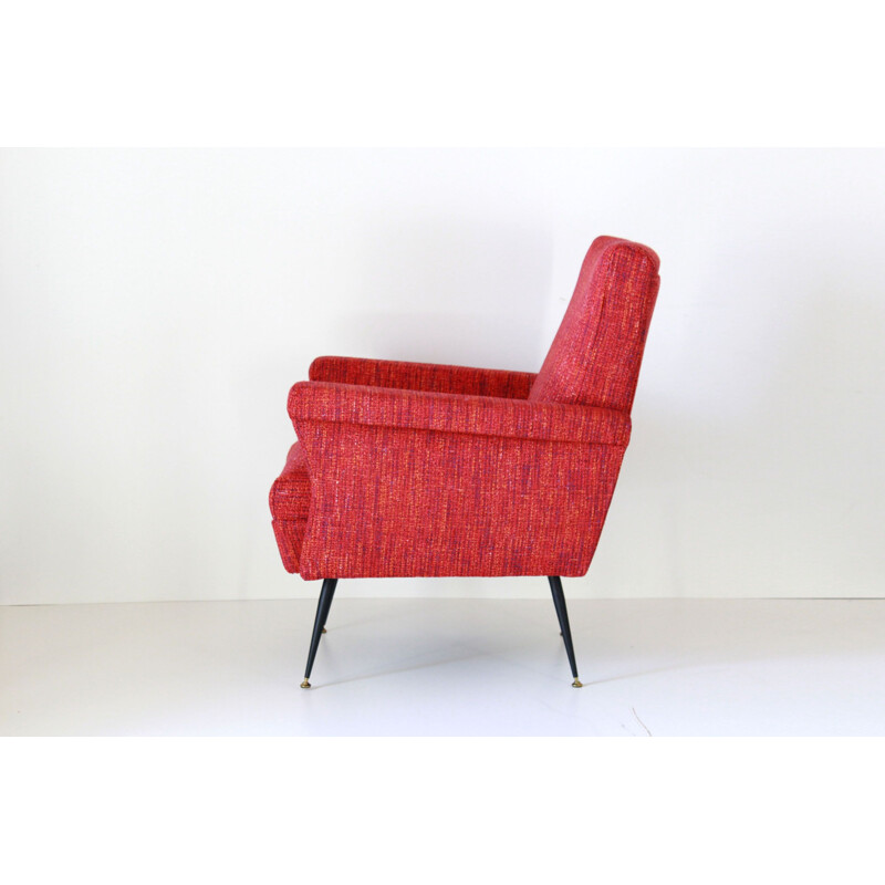 Pair of vintage red armchairs 1950s