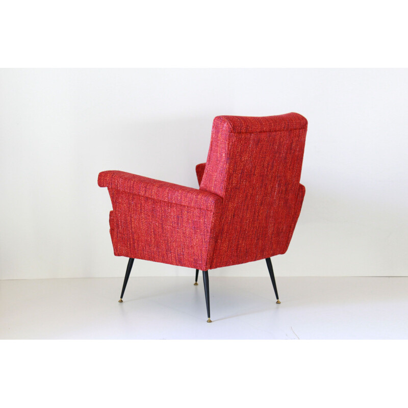 Paire de fauteuils vintage rouges 1950
